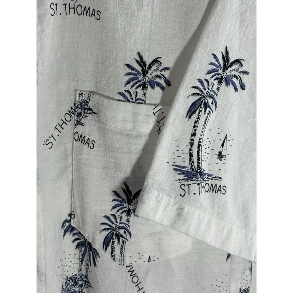 HS Natural Collections White Palm St Thomas Large Tropical Button Up Men’s Shirt - Picture 7 of 9